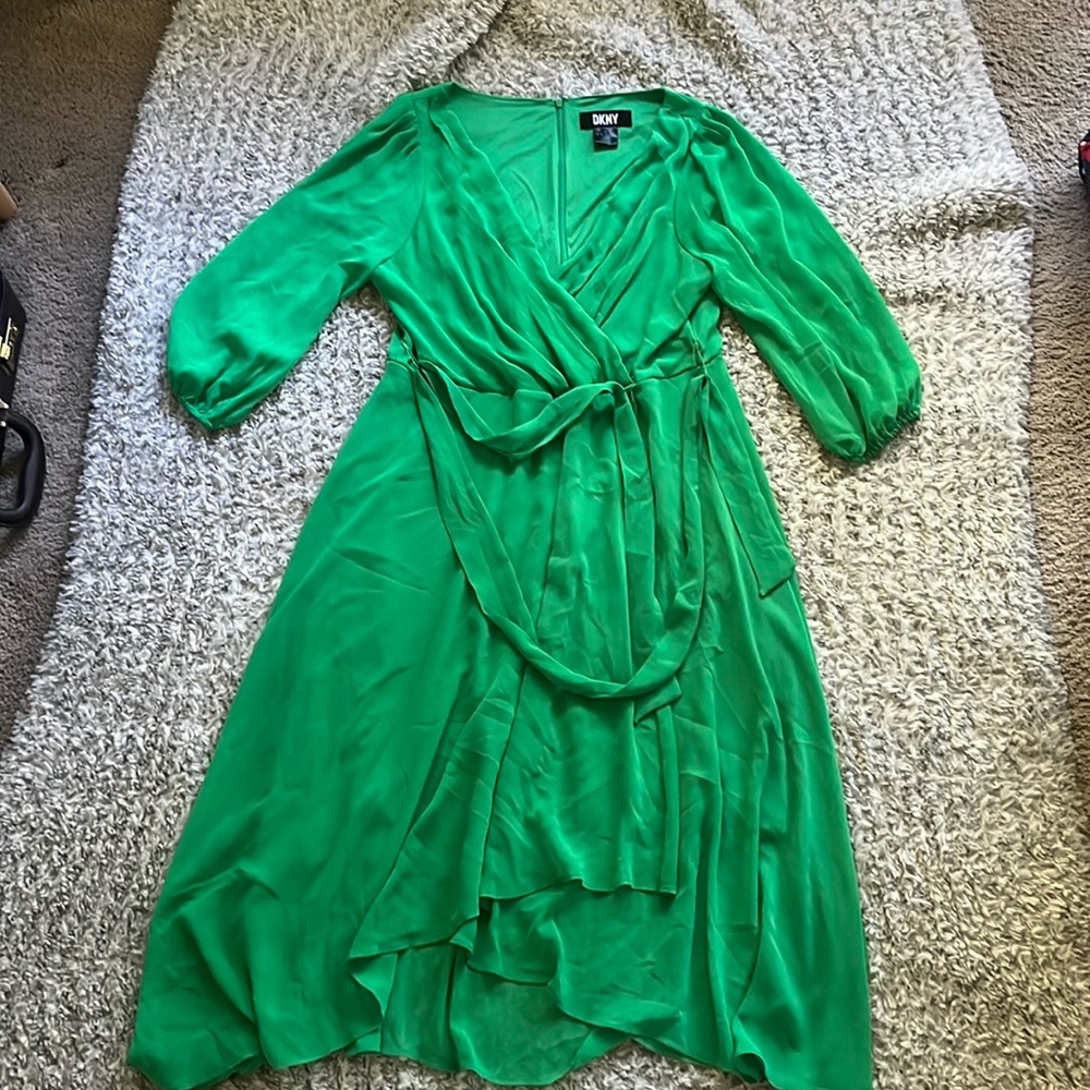 DKNY Green Faux Wrap Dress, 16